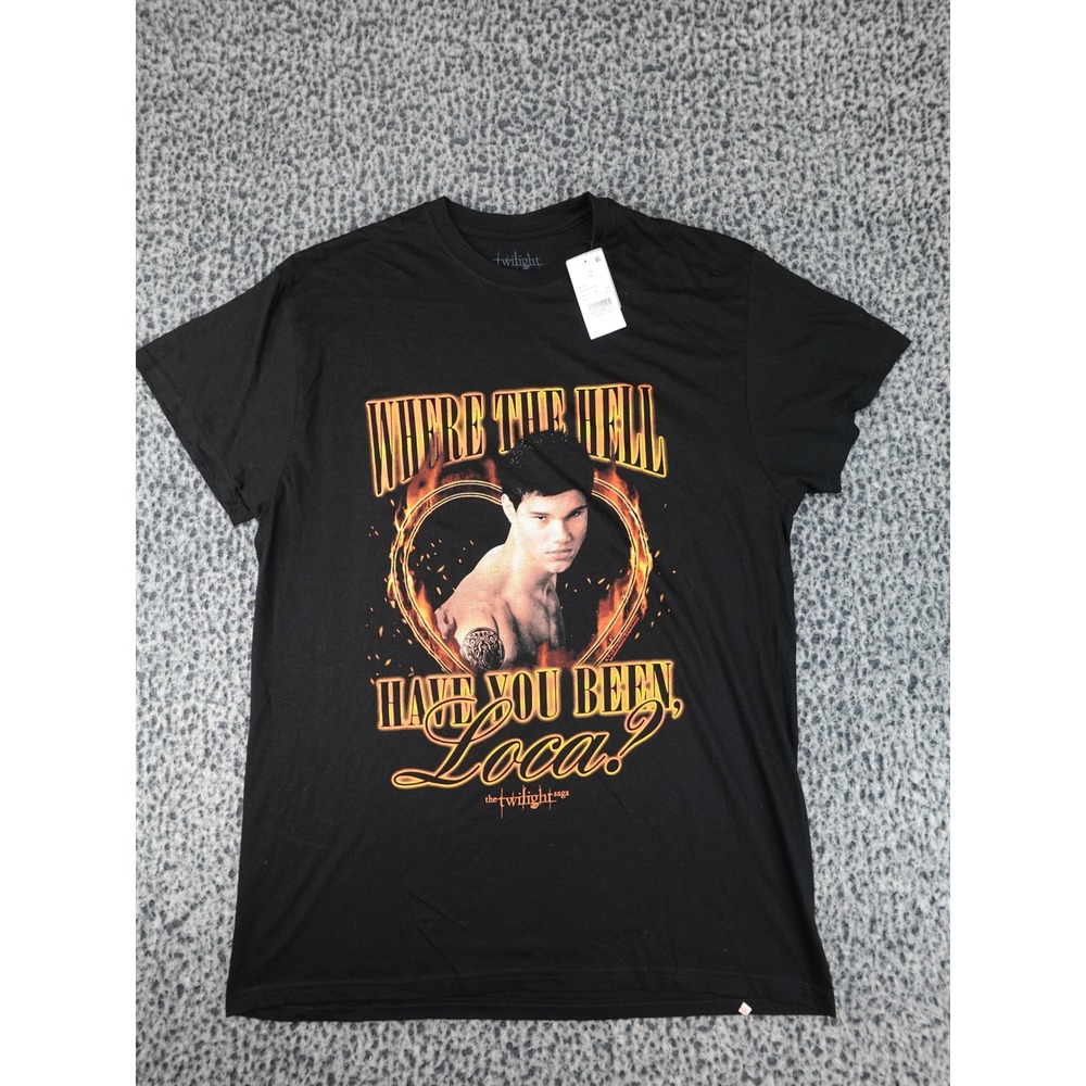 Twilight Graphic T-Shirt Mens XL Black Jacob Black Loca Quote New Moon Movie Tee